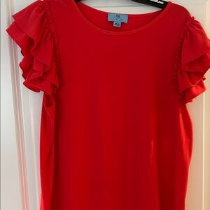 Chic orange Ruffle Sleeve Top